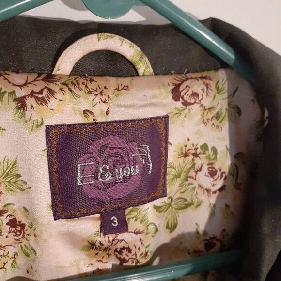 Feminine charcoal gray trench coat double breasted fits 3 4 small fall raincoat - Picture 2 of 15